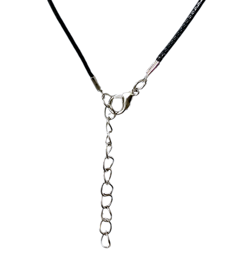Black Leather Rope Necklace,Natural Turquoise Stone Pendant